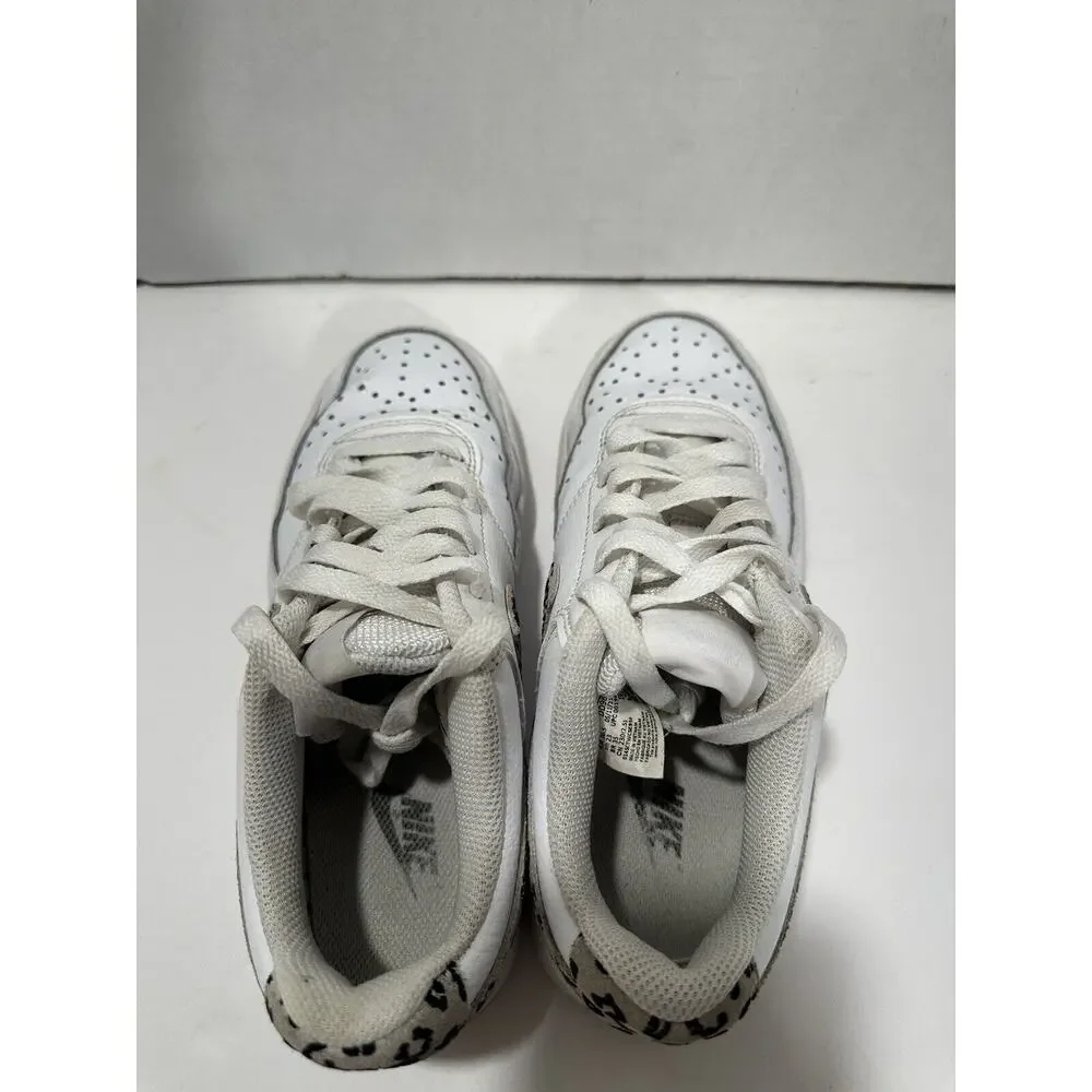 Nike Court Vision Womens Sz 6 Shoes White Brown Classic Low Top Trainer Sneakers
